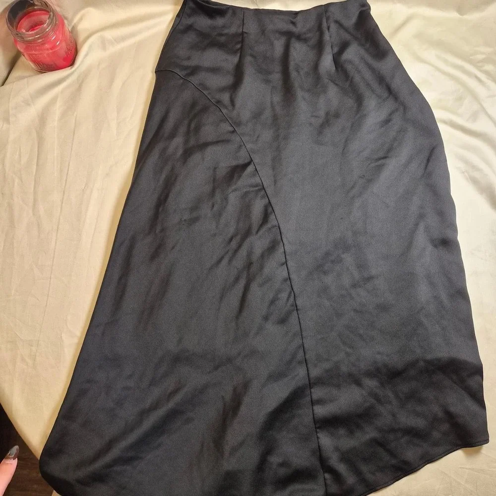Nordstrom Asymmetrical Satin Midi Skirt Women XS Goth‎ Minimalist Chic Coquette